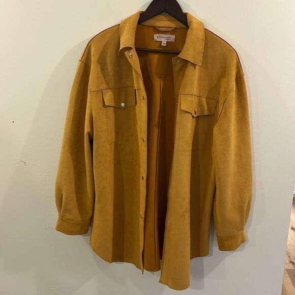 Faux Suede Shirt Jacket - Philosophy Republic Clothing - Size Large - Picture 1 of 4